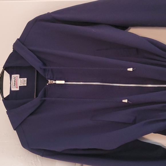 JANEVE Blue Cotton Quarter Sleeved Sailing Jacket w/ Drawstring Waist - Picture 3 of 10